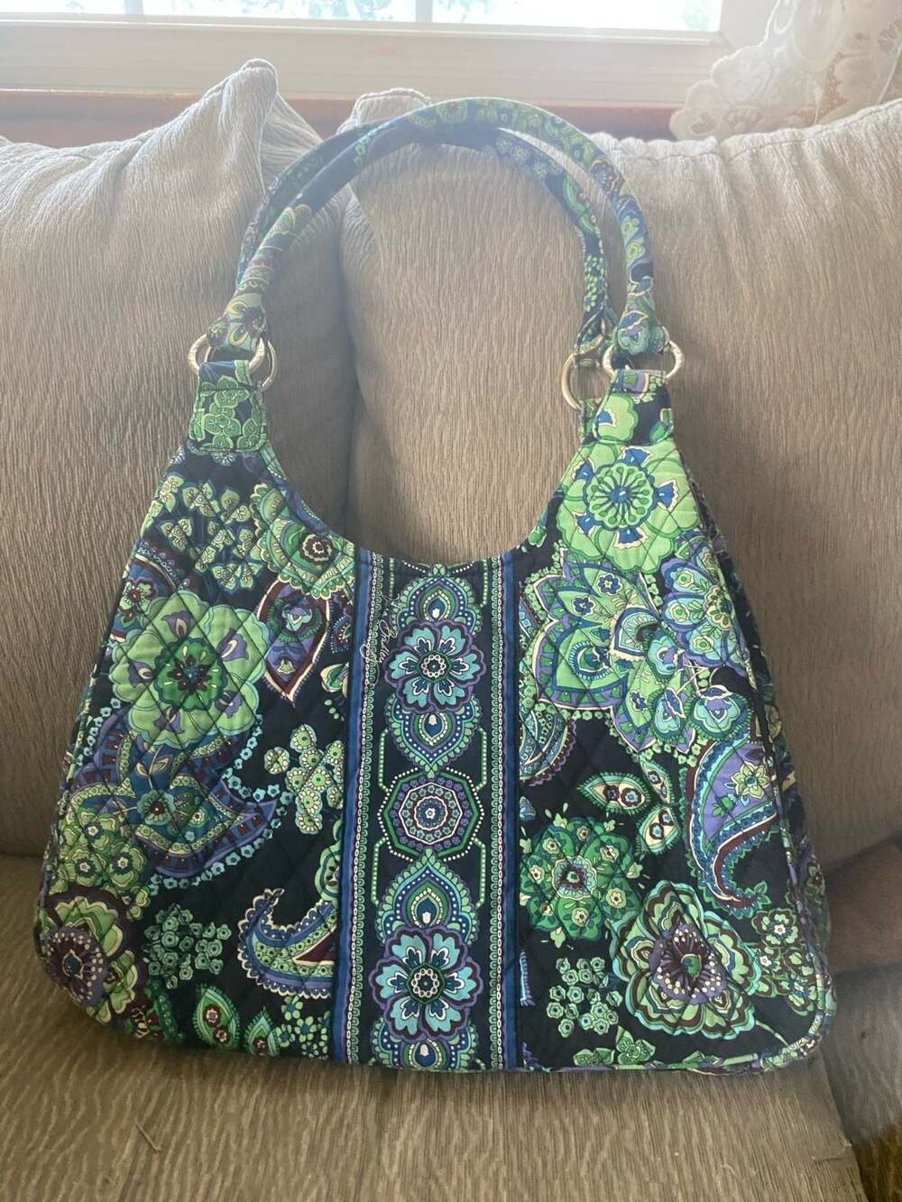 Vera Bradley Blue Rhapsody Olivia Hobo Purse & Euro Wallet Set - Excellent!